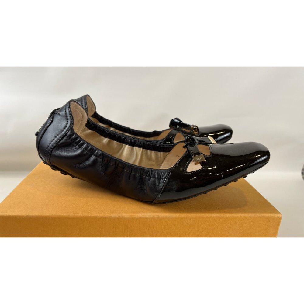TOD'S GOMMINO BLACK PATENT BALLET FLAT SHOES 7 - Picture 5 of 13